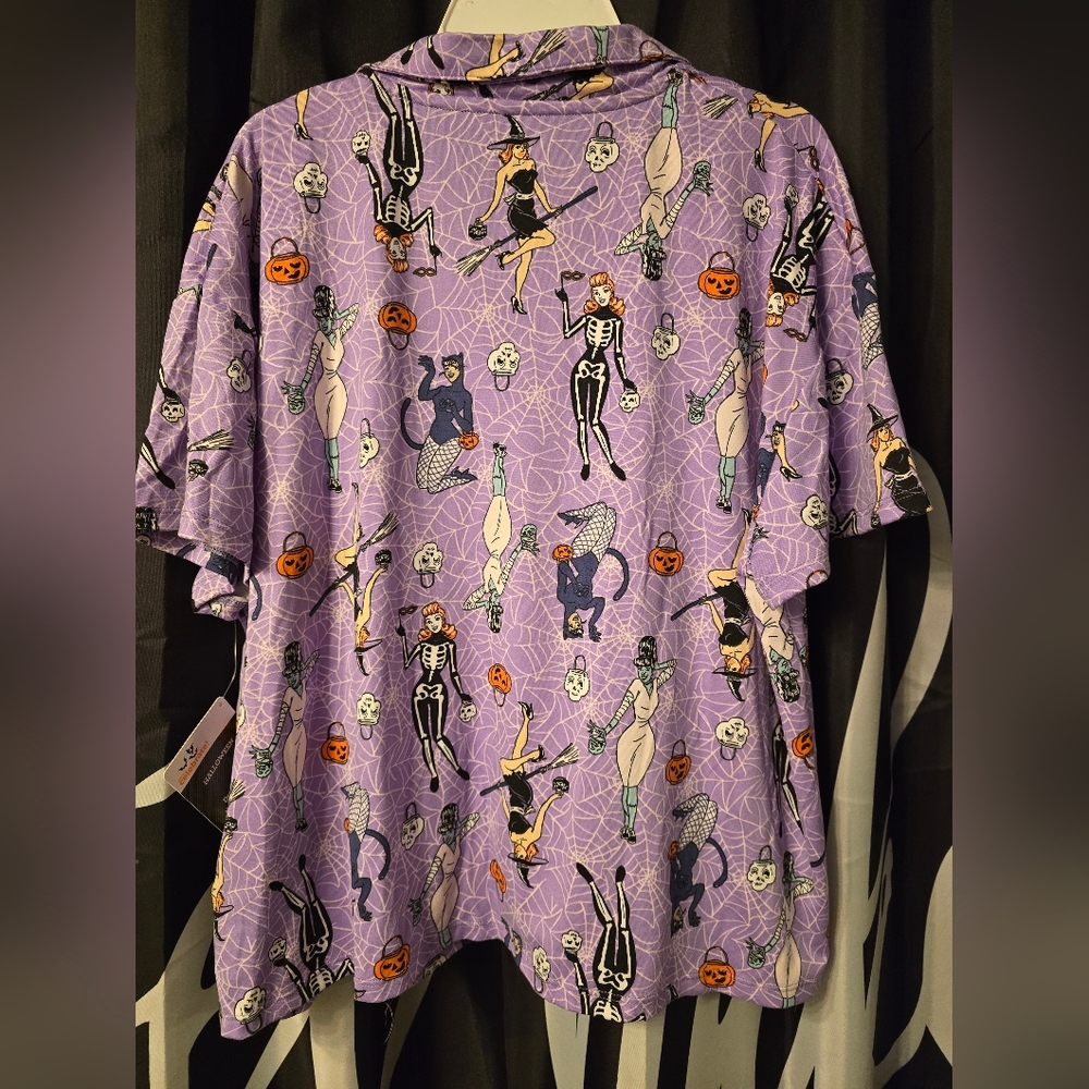 Women's Halloween-Themed Button Down Pajama Shirt - Picture 2 of 4